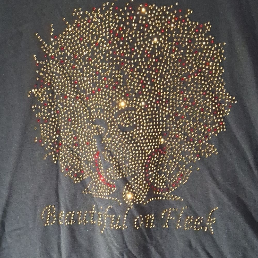 Beautiful on Fleek Women's Short Sleeve Tee - Black with Gold Stud Detail